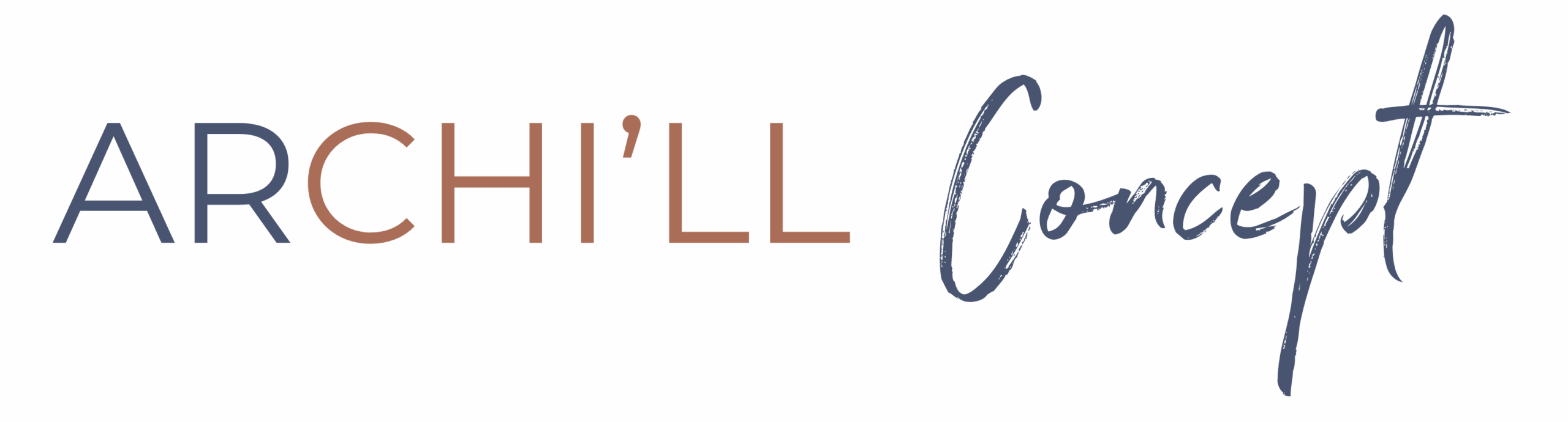Logo ARCHI’LL Concept, agence d’architecture d’intérieur à Chalo-Saint-Mars en Essonne, décoration et rénovation avec typographie moderne et élégante en bleu et terracotta