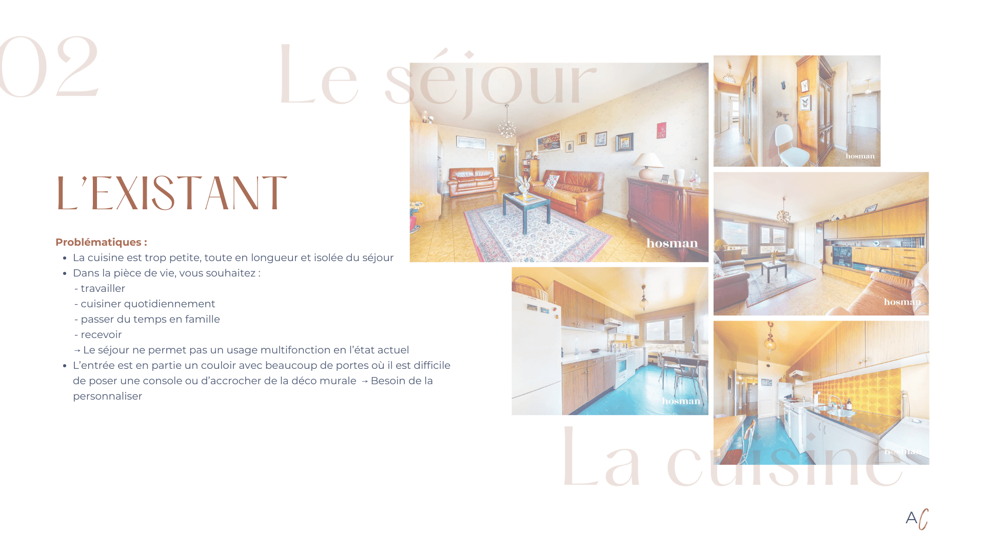 Atelier conseil en décoration d'intérieur avec votre architecte d'intérieur, exemple de compte-rendu, état existant Atelier conseil en décoration d'intérieur avec votre architecte d'intérieur, exemple de compte-rendu, photos de la cuisine et le séjour existant avec rappel des problématiques