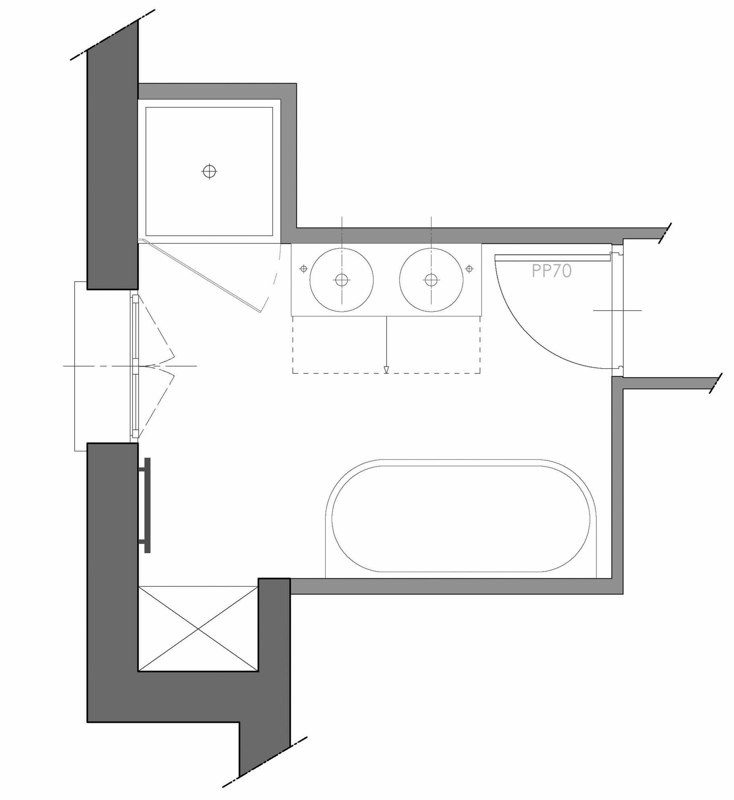 Agrandissement et rénovation d'une salle de bain familiale, plan d'aménagement du projet, à Orsay en Essonne