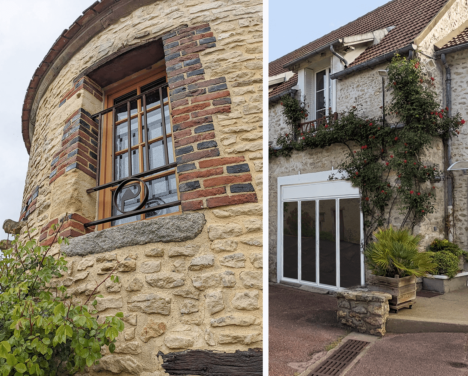 Déclaration de travaux, dossier pour la réhabilitation d'un ancien pigeonnier au Merlerault dans le Perche normand, et remplacement de la baie vitrée d'une maison de campagne à Chalo-Saint-Mars, en Essonne