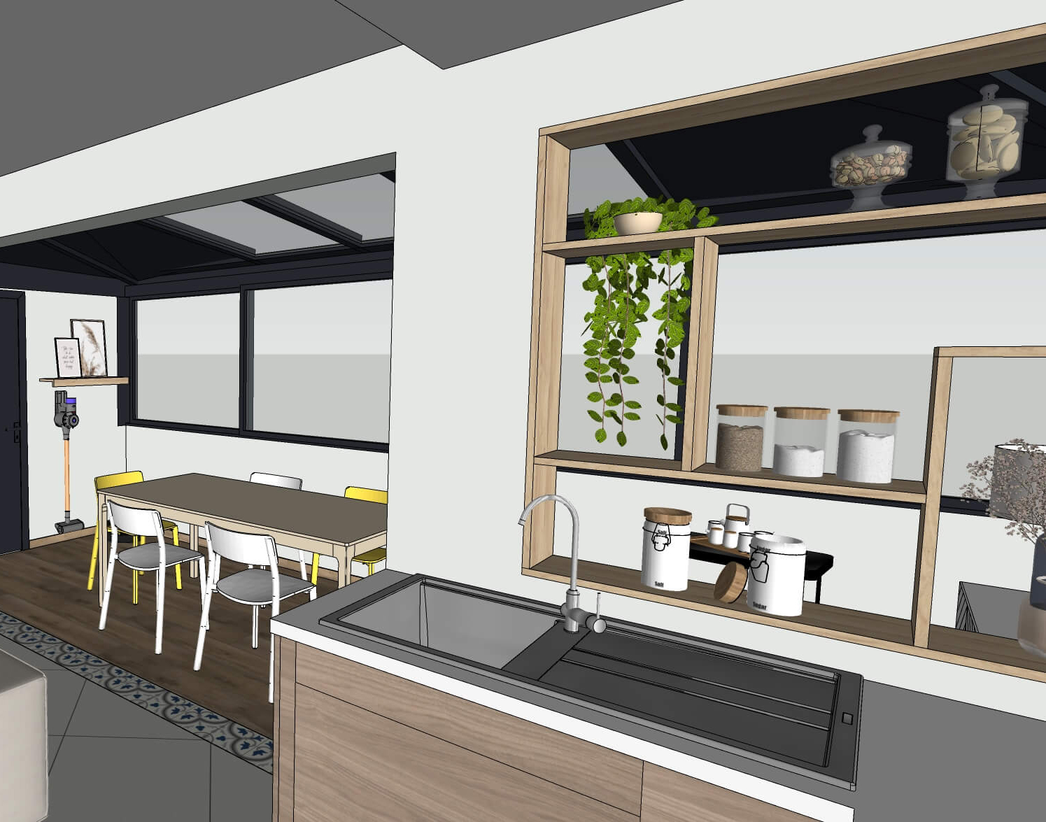 Réhabilitation d'un ancien pigeonnier en chambre d'hôtes, détail de la salle de douche avec vasque sur pied en pierre et marbre, robinetterie cuivrée, au Merlerault dans le perche normand