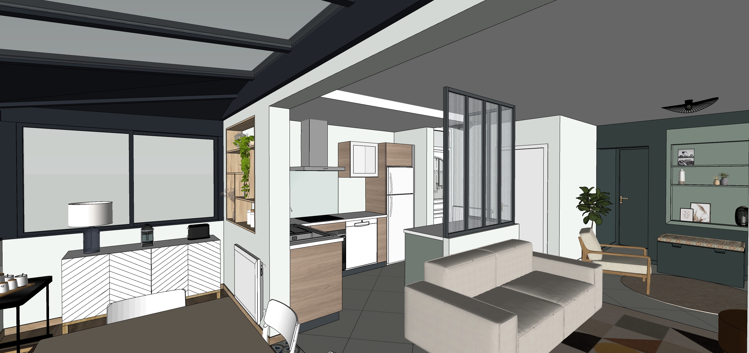 Réhabilitation d'un ancien pigeonnier en chambre d'hôtes, salle de douche ouverte avec vasque sur pied en pierre et marbre, robinetterie et détails cuivrés, au Merlerault dans le perche normand