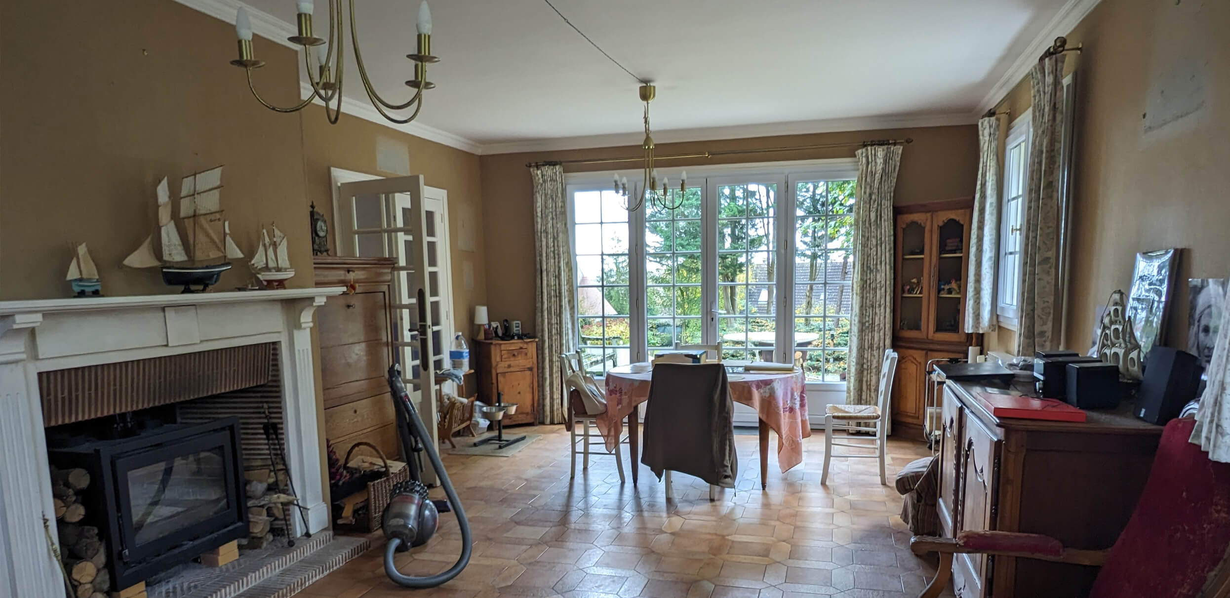 Rénovation d'une maison familiale à Villeconin, en Essonne, séjour photo avant